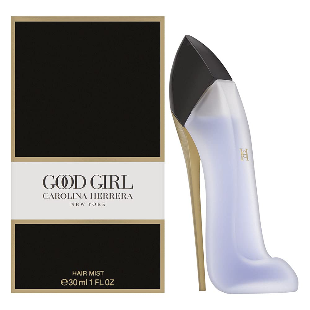 Flacon Good Girl Hair Mist de Carolina Herrera prêt à rafraîchir les cheveux et parfumer légèrement