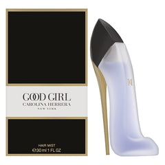 Flacon Good Girl Hair Mist de Carolina Herrera prêt à rafraîchir les cheveux et parfumer légèrement