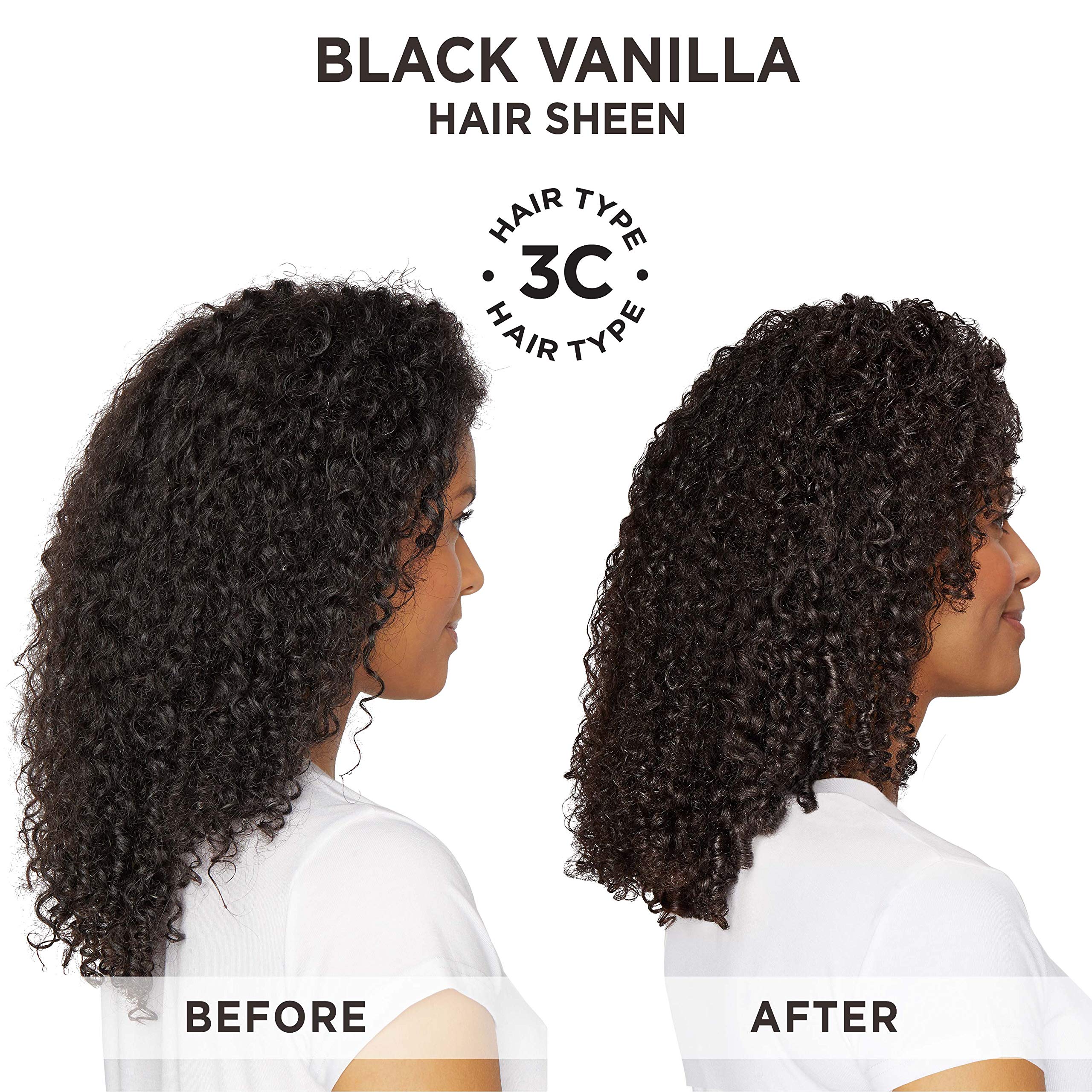 Carol's Daughter Black Vanilla Hair Sheen — brume légère appliquée sur cheveux pour éclat.