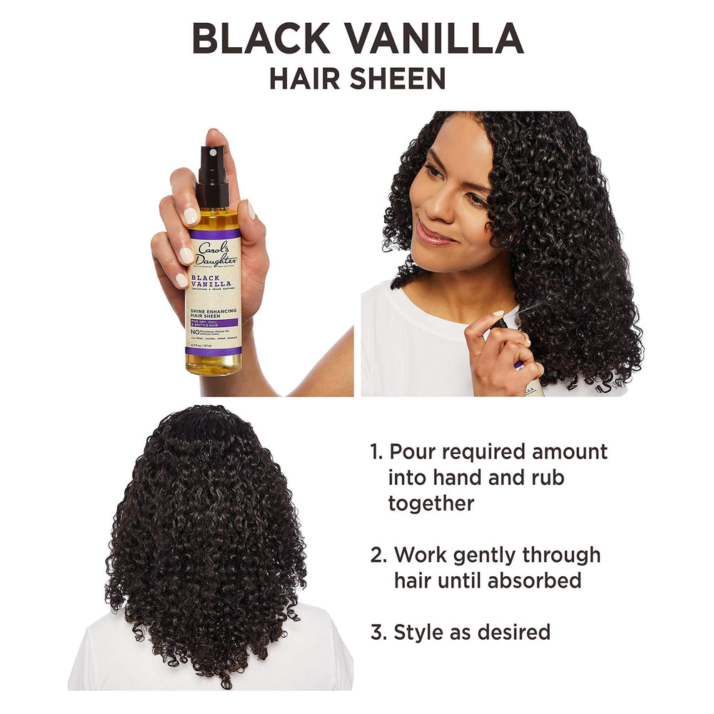 Carol's Daughter Black Vanilla Hair Sheen — texture crémeuse et effet lumineux pour la chevelure.