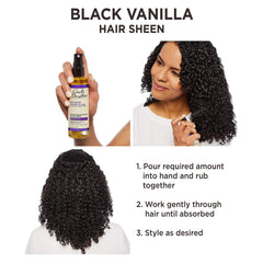 Carol's Daughter Black Vanilla Hair Sheen — texture crémeuse et effet lumineux pour la chevelure.