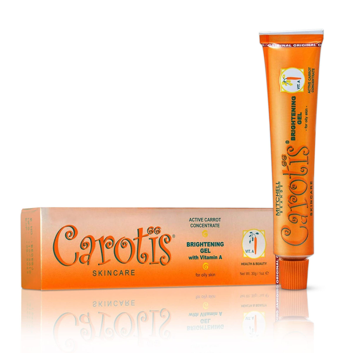CAROTÏS Gel éclaircissant, flacon 30 g, texture légère et application rapide.