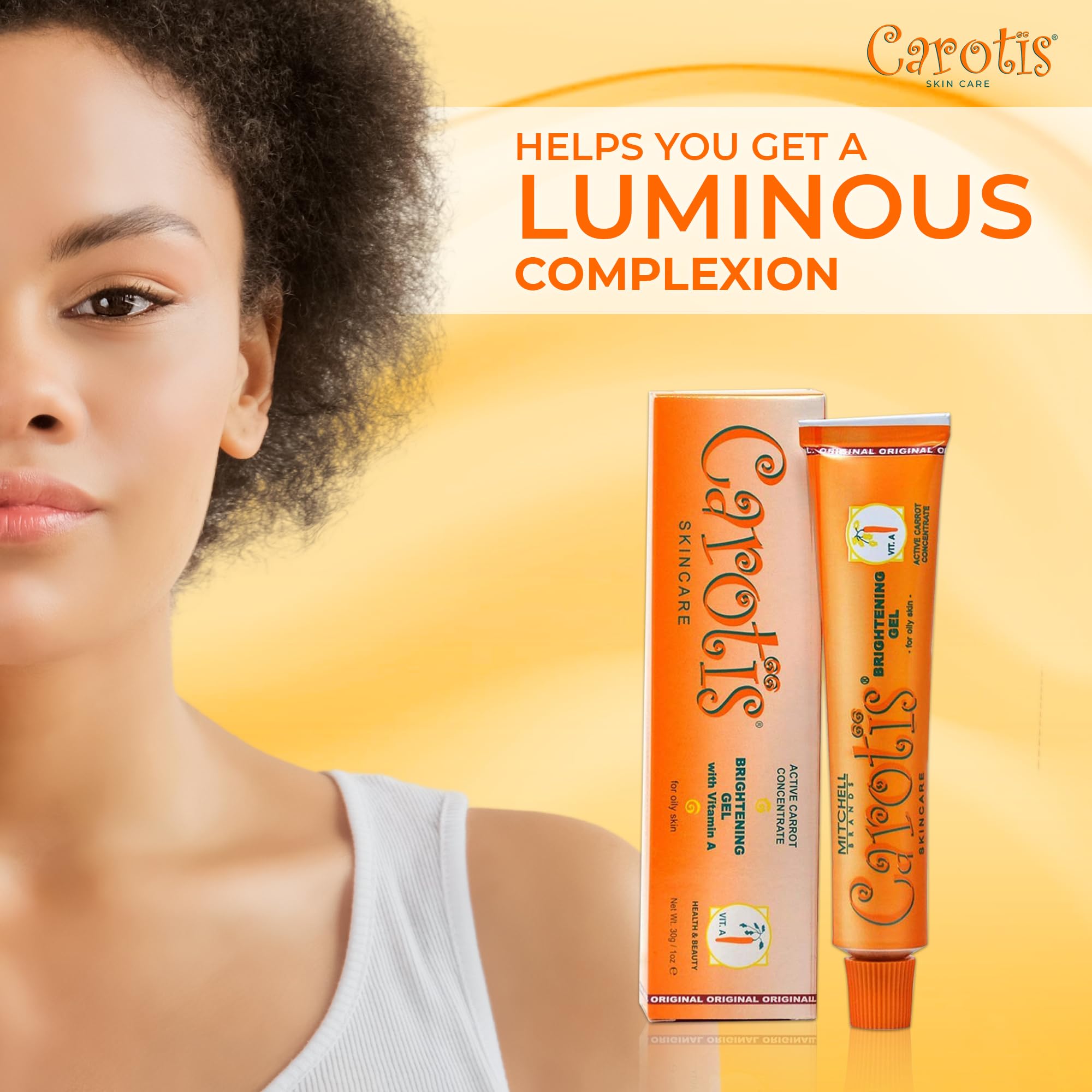 CAROTÏS Gel éclaircissant, ingrédients carotte et alpha-arbutine pour éclat.