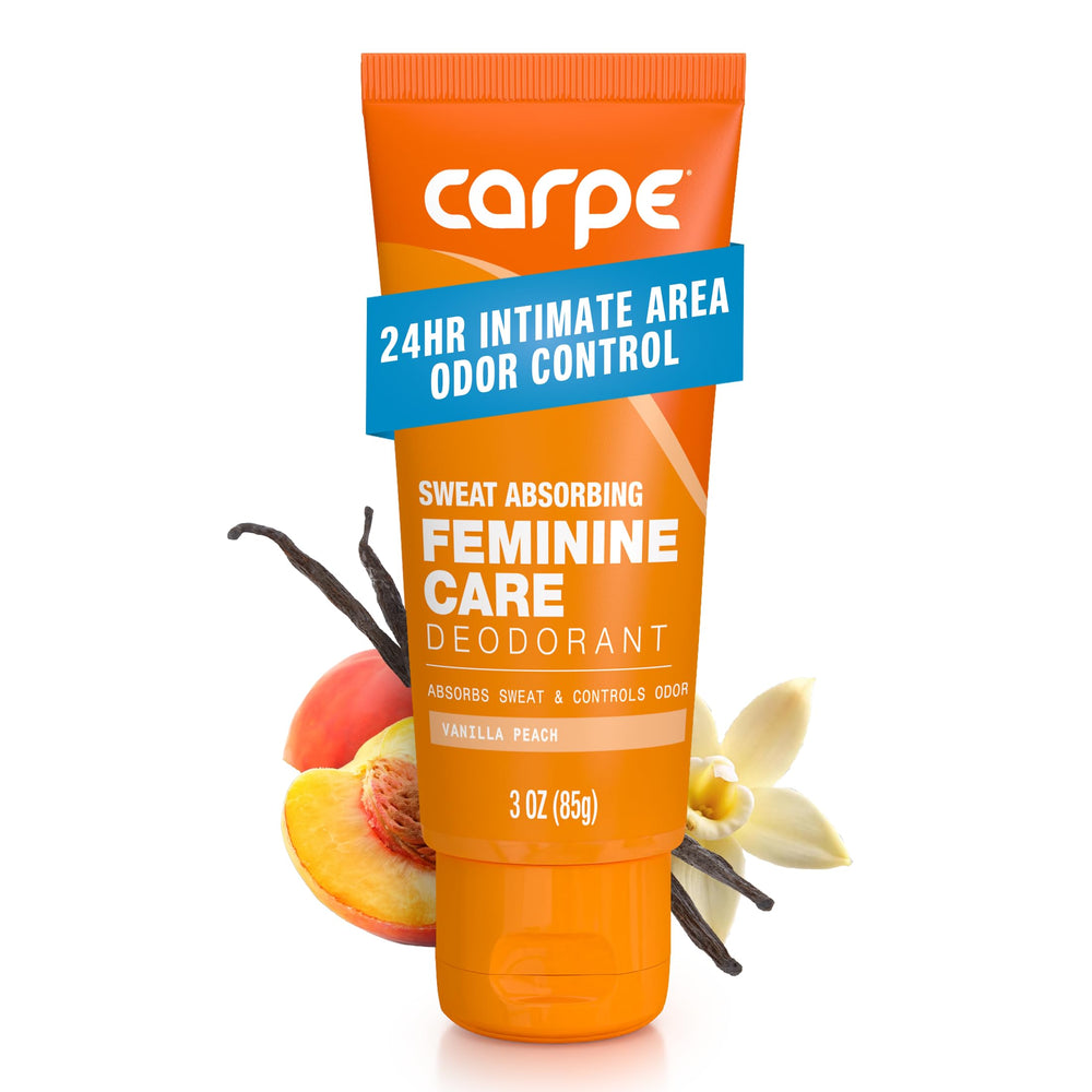 Carpe Feminine Care intimate deodorant bottle for discreet odor control.