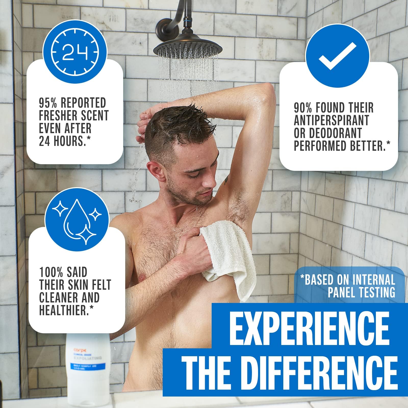 Carpe gommage aisselles mousse riche prête à être rincée après massage.
