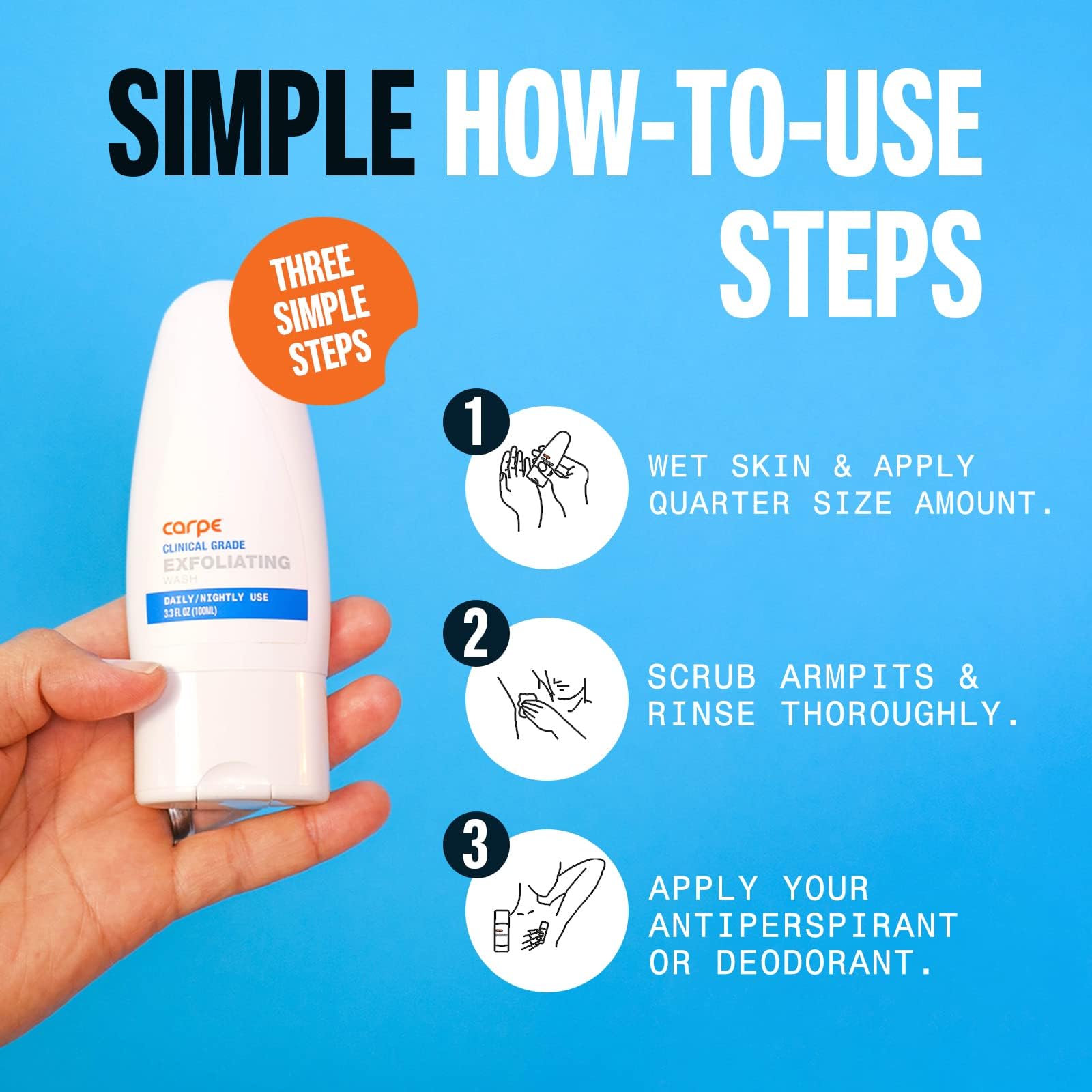 Carpe gommage aisselles odeur menthe rafraîchissante pour une sensation durable.