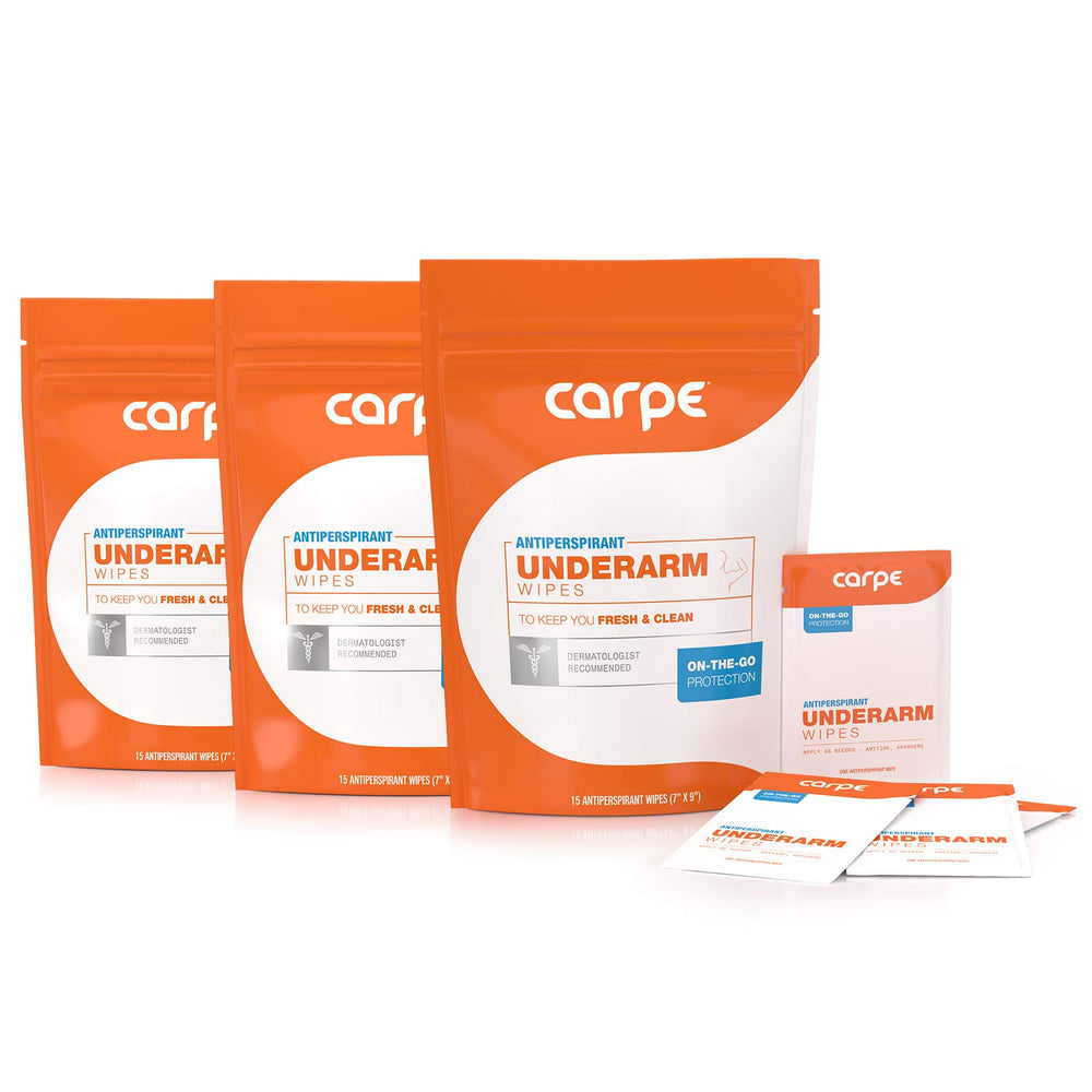 Lingettes Carpe antiperspirantes, ensemble de 3 boîtes pour rester frais.
