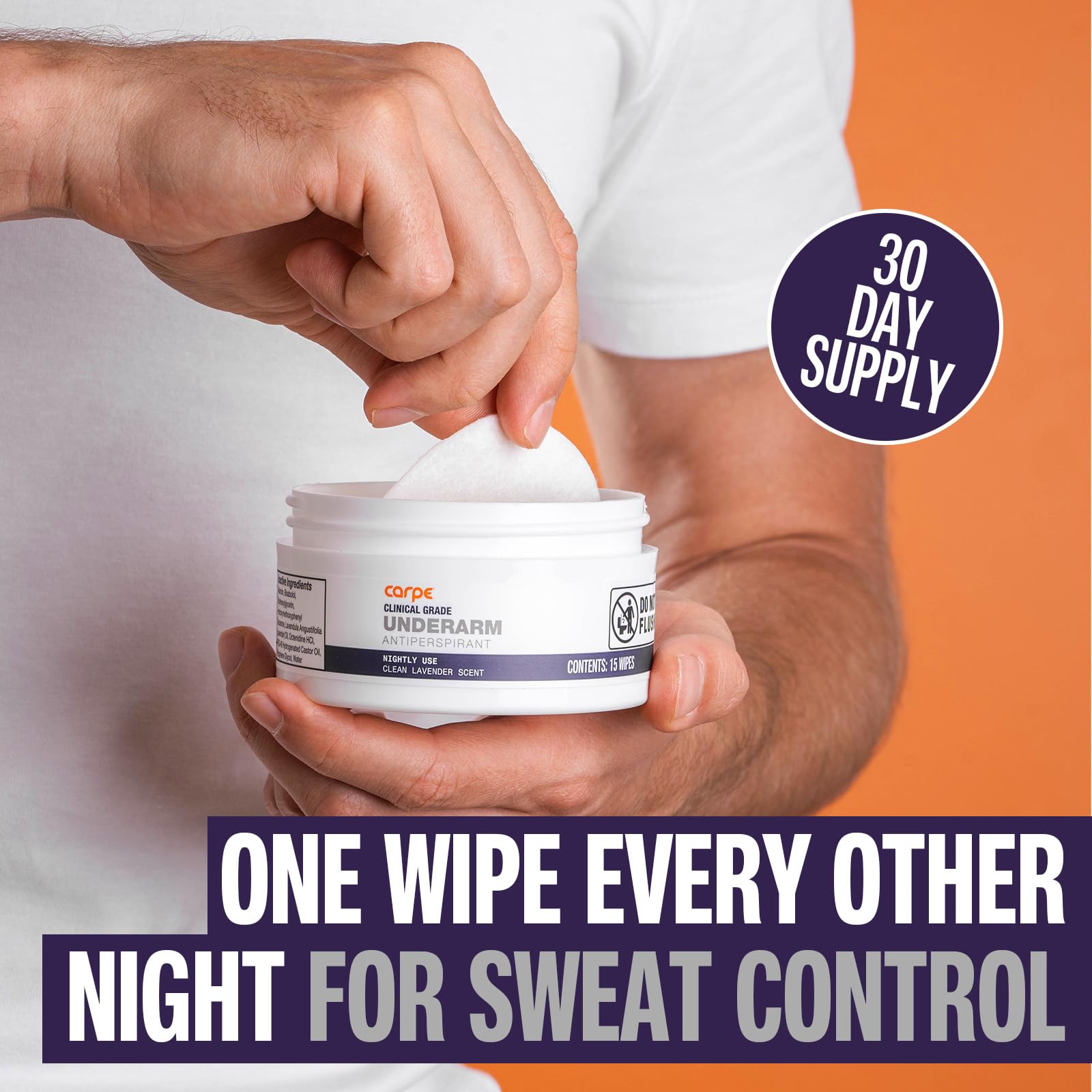 Carpe lingettes utilisées le soir pour réduire la sudation nocturne.