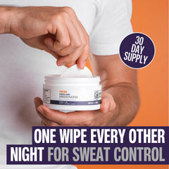 Carpe lingettes utilisées le soir pour réduire la sudation nocturne.