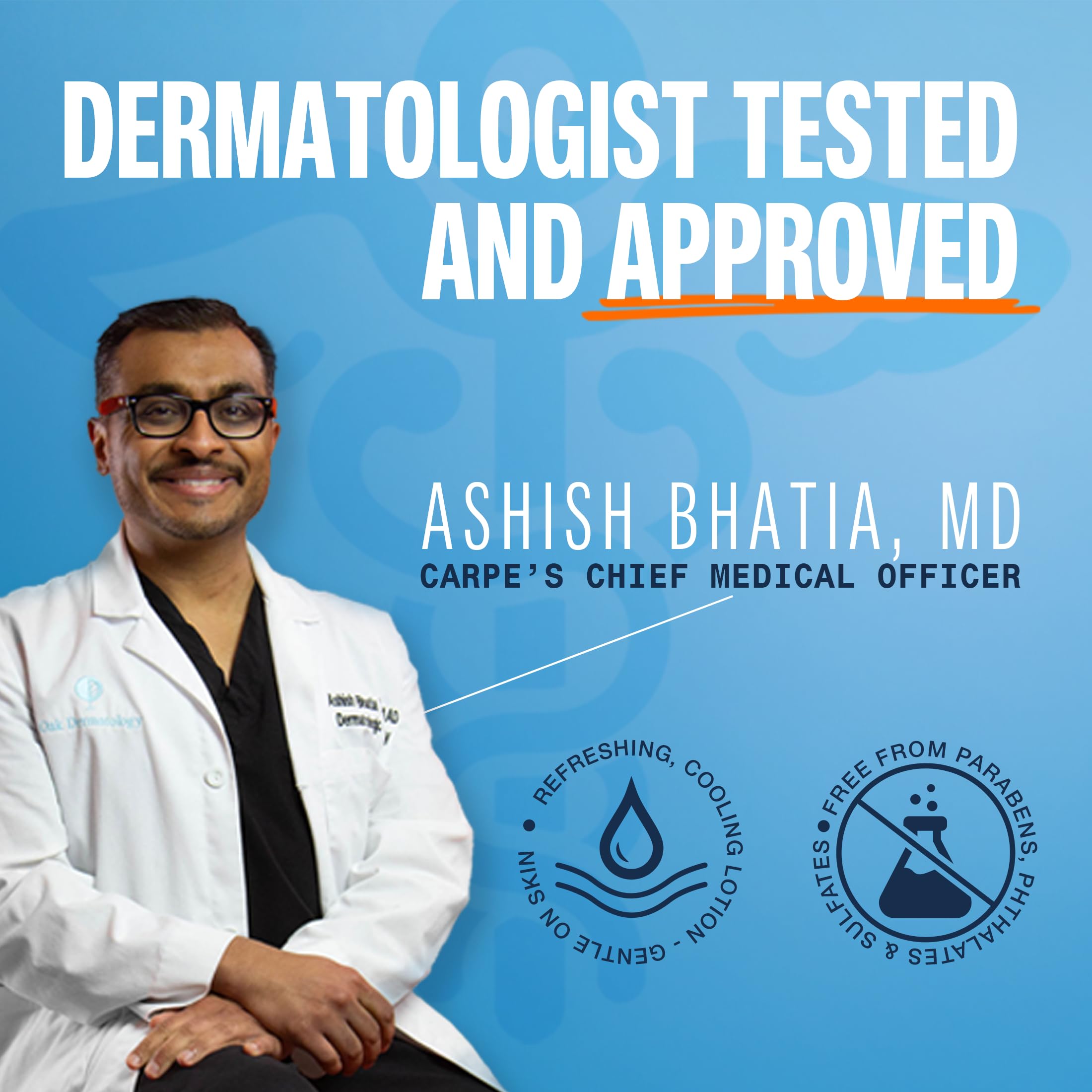 Carpe lotion absorbante mains, formule testée par dermatologues pour douceur.