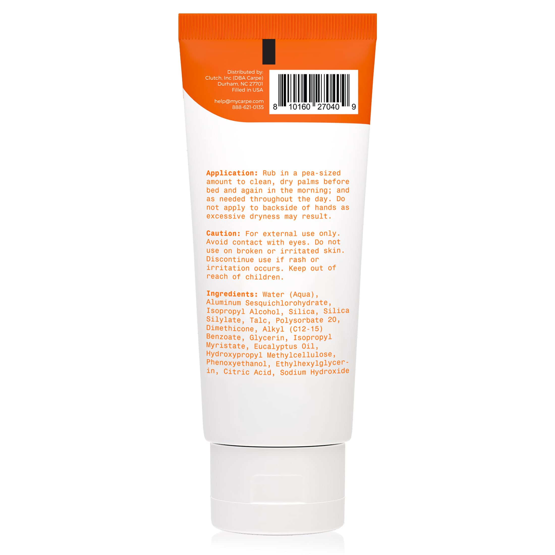 Carpe lotion absorbante mains, parfum eucalyptus frais et discret.