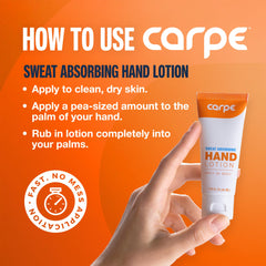 Carpe lotion absorbante mains, texture légère et non grasse qui sèche rapidement.