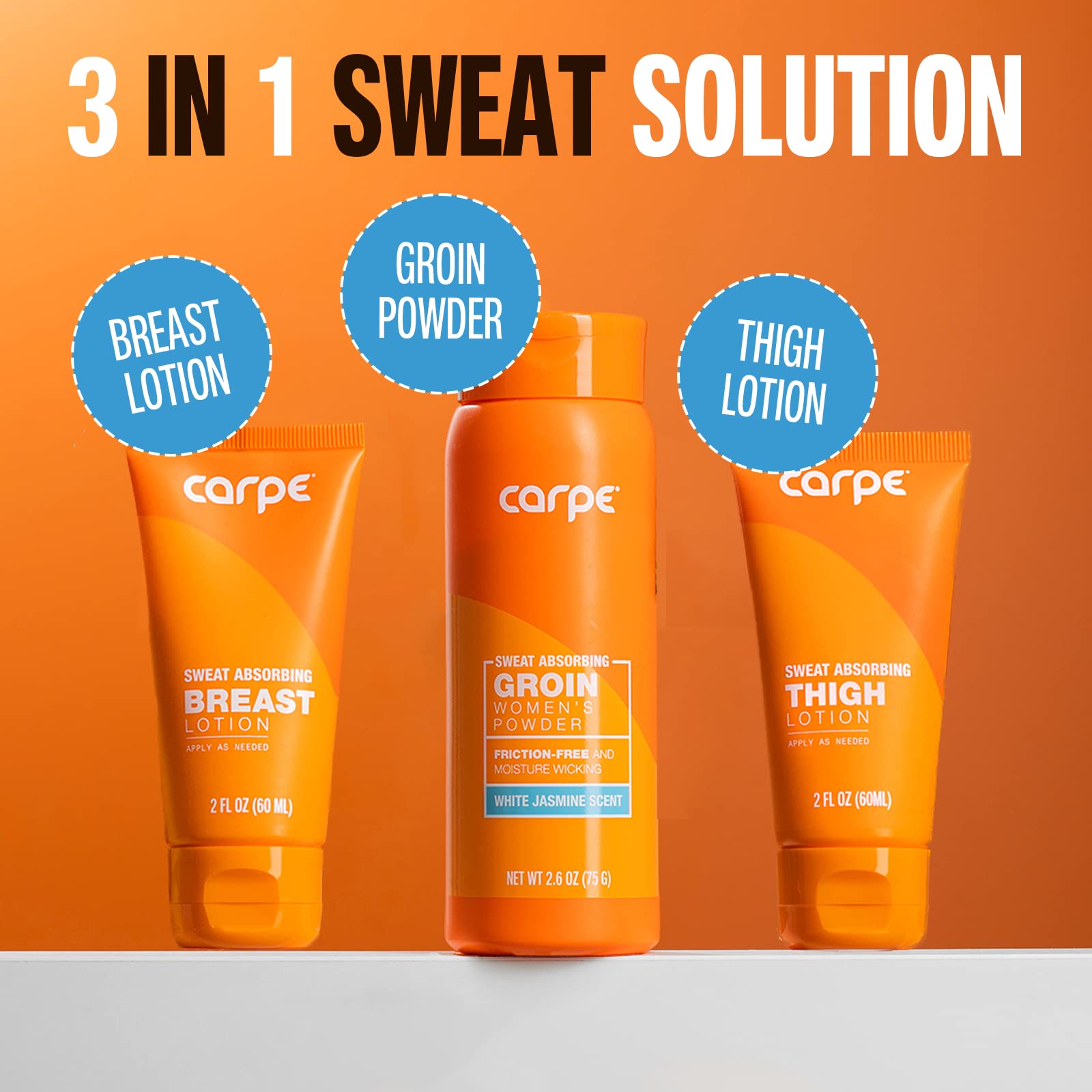 Poudre antifrottement Carpe pour cuisses, réduction des frottements.