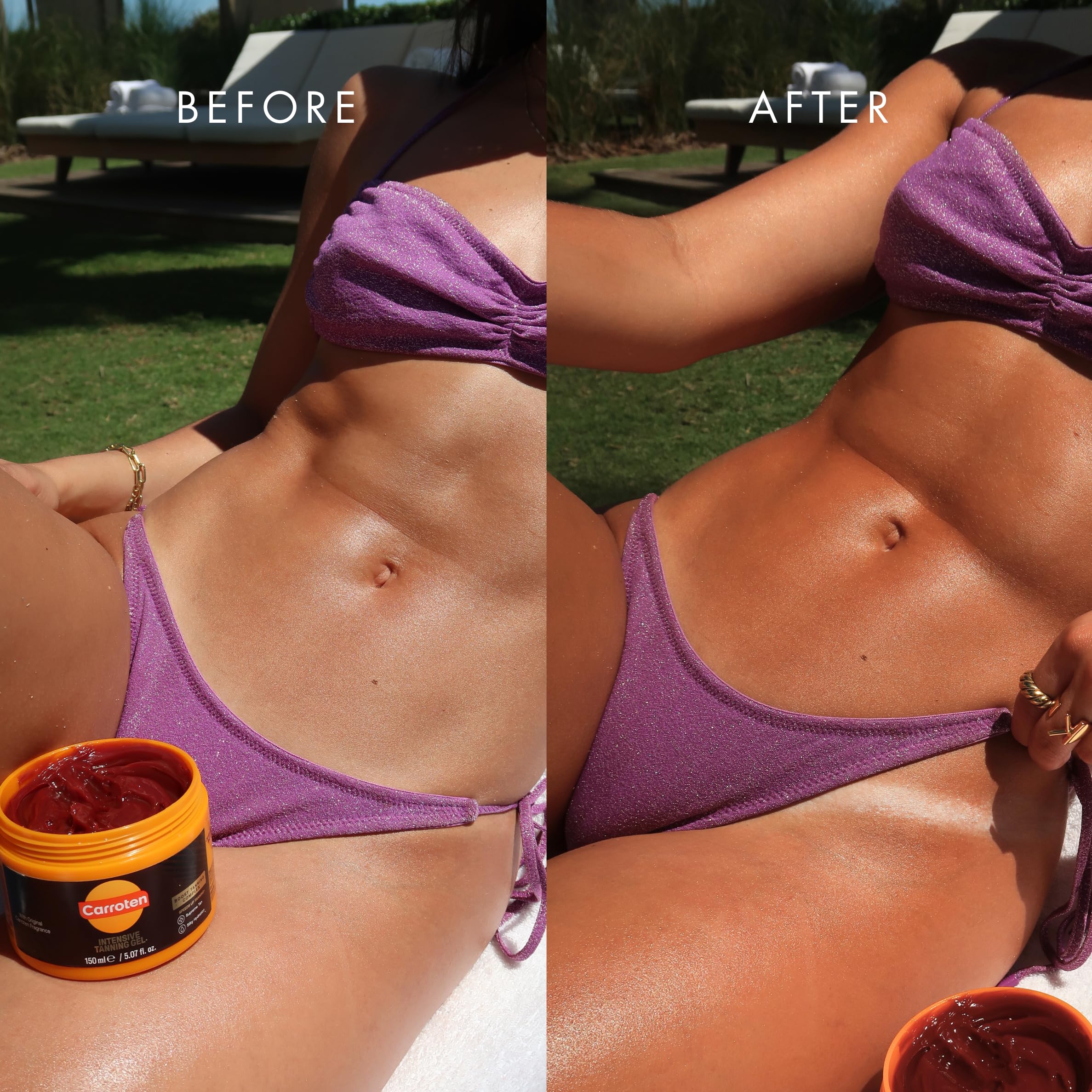 Accélérateur de bronzage instantané Carroten pour un éclat doré.