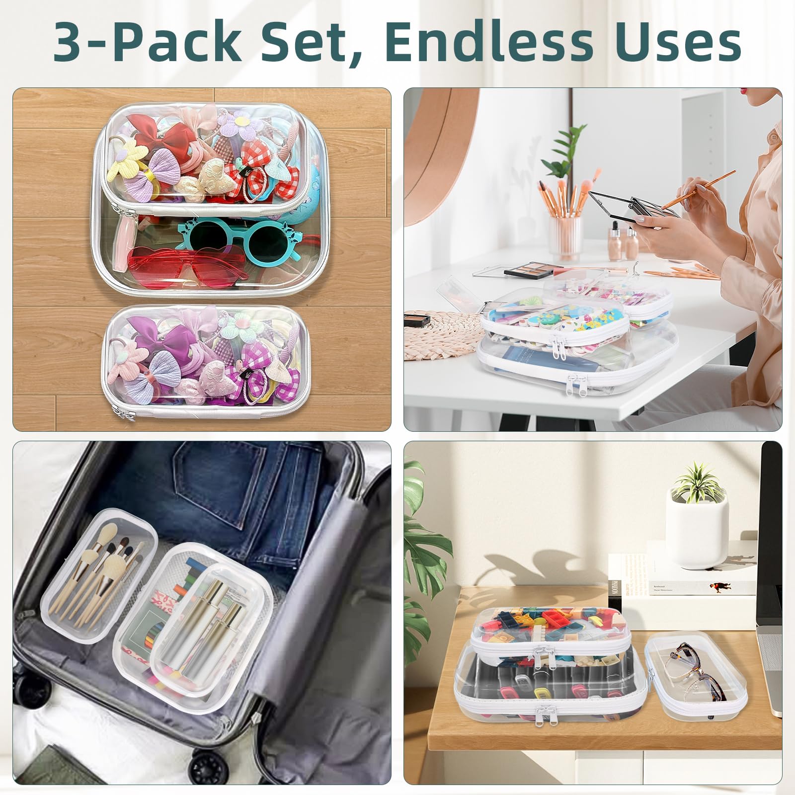 CarryEpic boîtes coque transparente moyennes pour organisation efficace