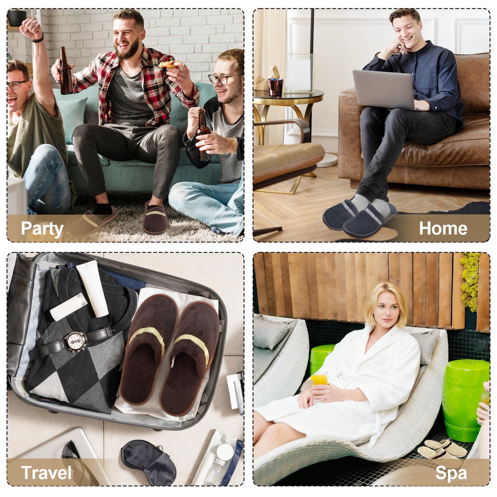 CarryEpic pantoufles jetables gris foncé, confort durable idéal spa.