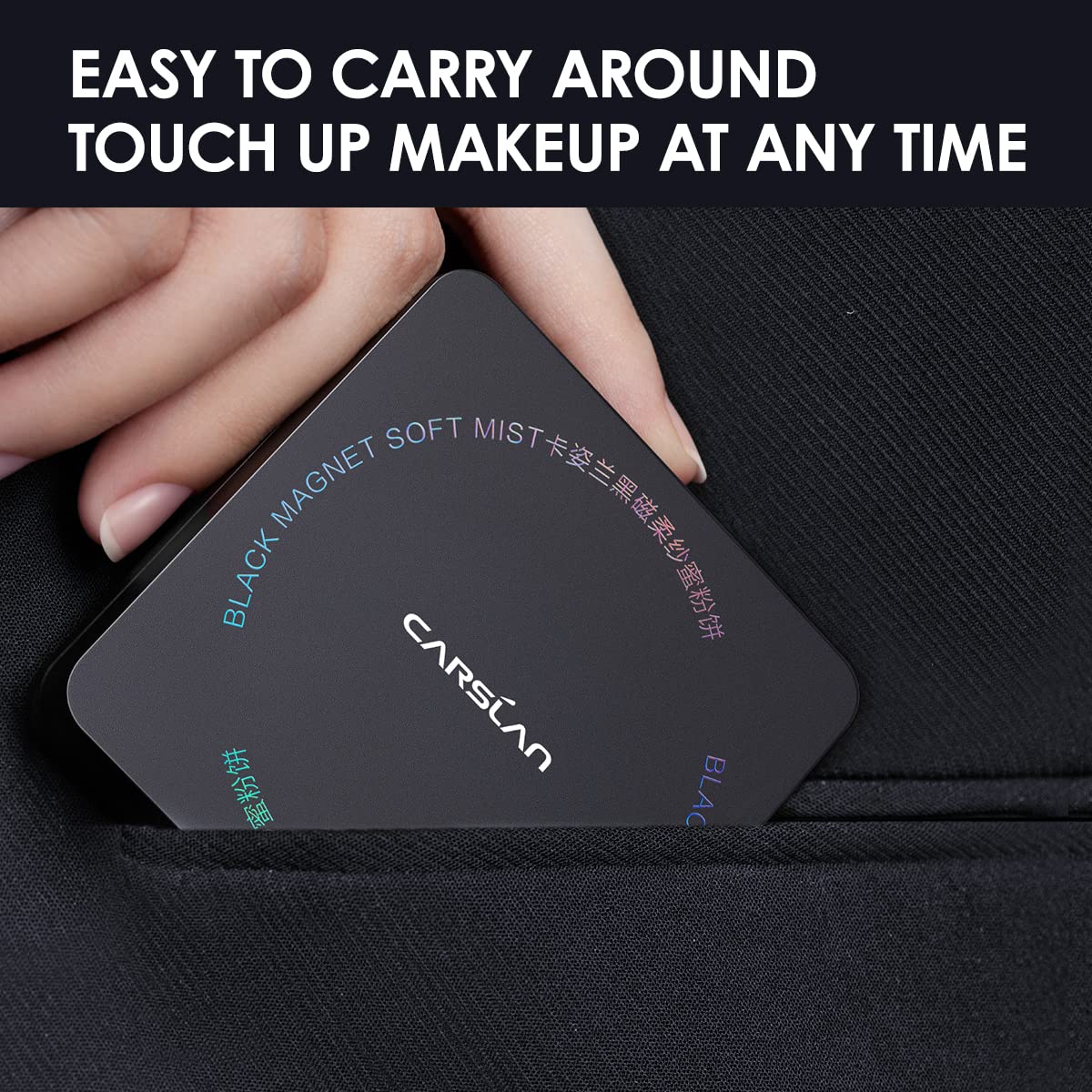 CARSLAN Poudre compacte portable pour retouches en déplacement.