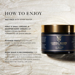 Caswell-Massey Heritage Almond Shave Cream – Massage du visage pour adoucir les poils et préparer le rasage.