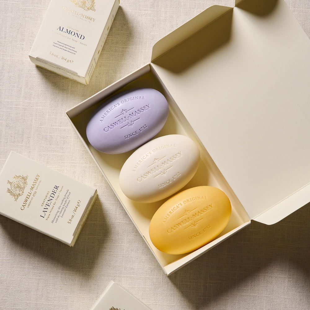 Caswell-Massey savon amande, douceur nourrissante pour la peau.