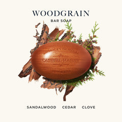 Savon Heritage Woodgrain Santal, note parfumée chaude pour une expérience aromatique luxueuse.