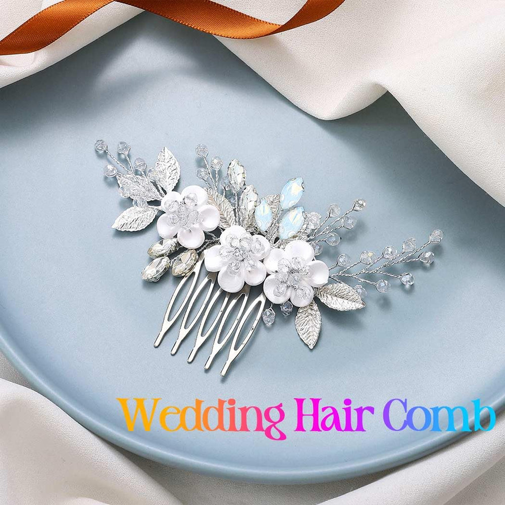 Catery barrette cheveux mariée avec opale et cristaux