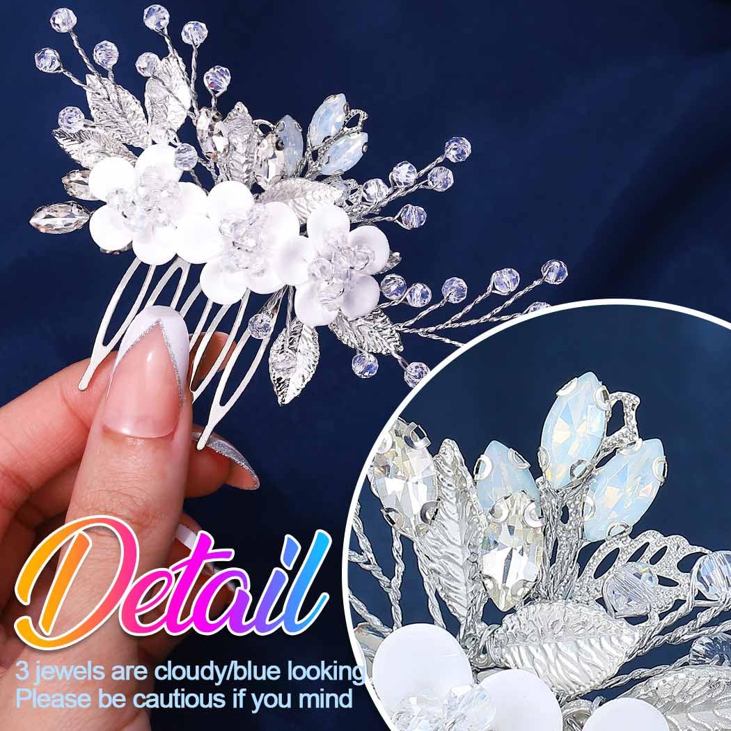 Catery feuilles argentées et cristaux qui brillent sur les cheveux