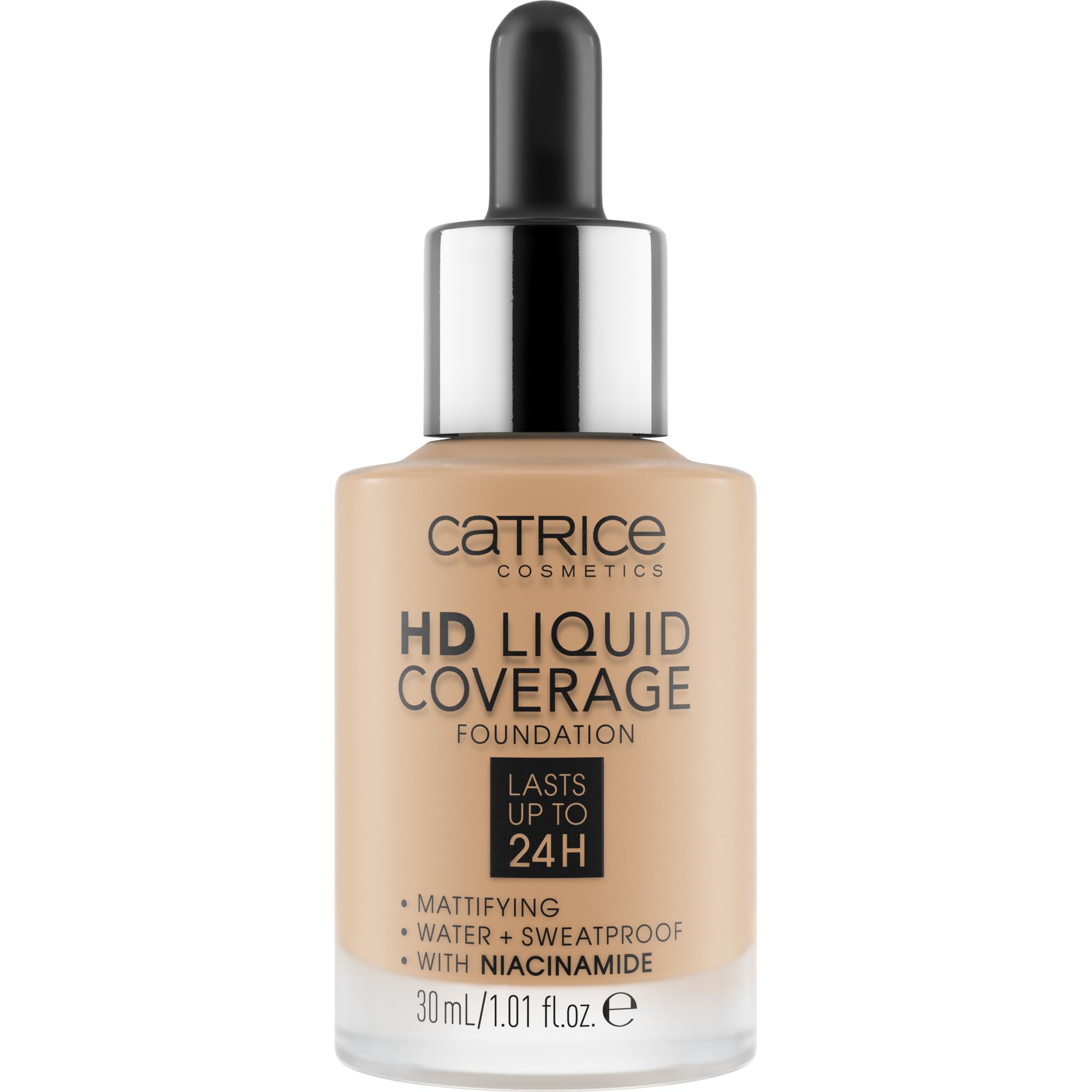 Catrice Fond de Teint Haute-Couvrance, applicateur pipette, dosage doux et progressif.