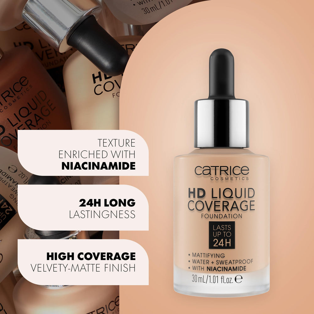 Catrice Fond de Teint Haute-Couvrance, fini mat et naturel.