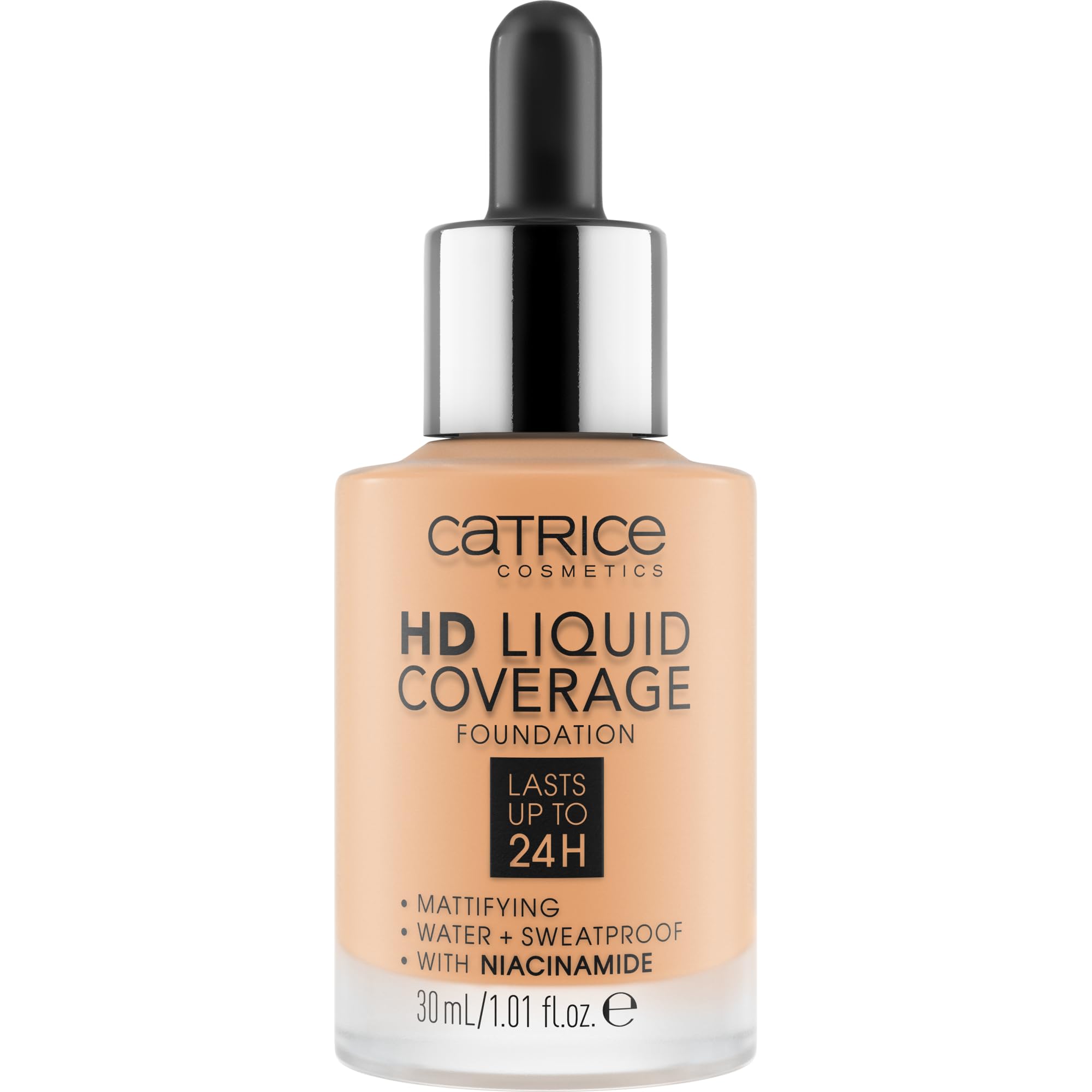 Catrice HD Liquid Coverage, gouttes contrôlables pour une couvrance modulable.