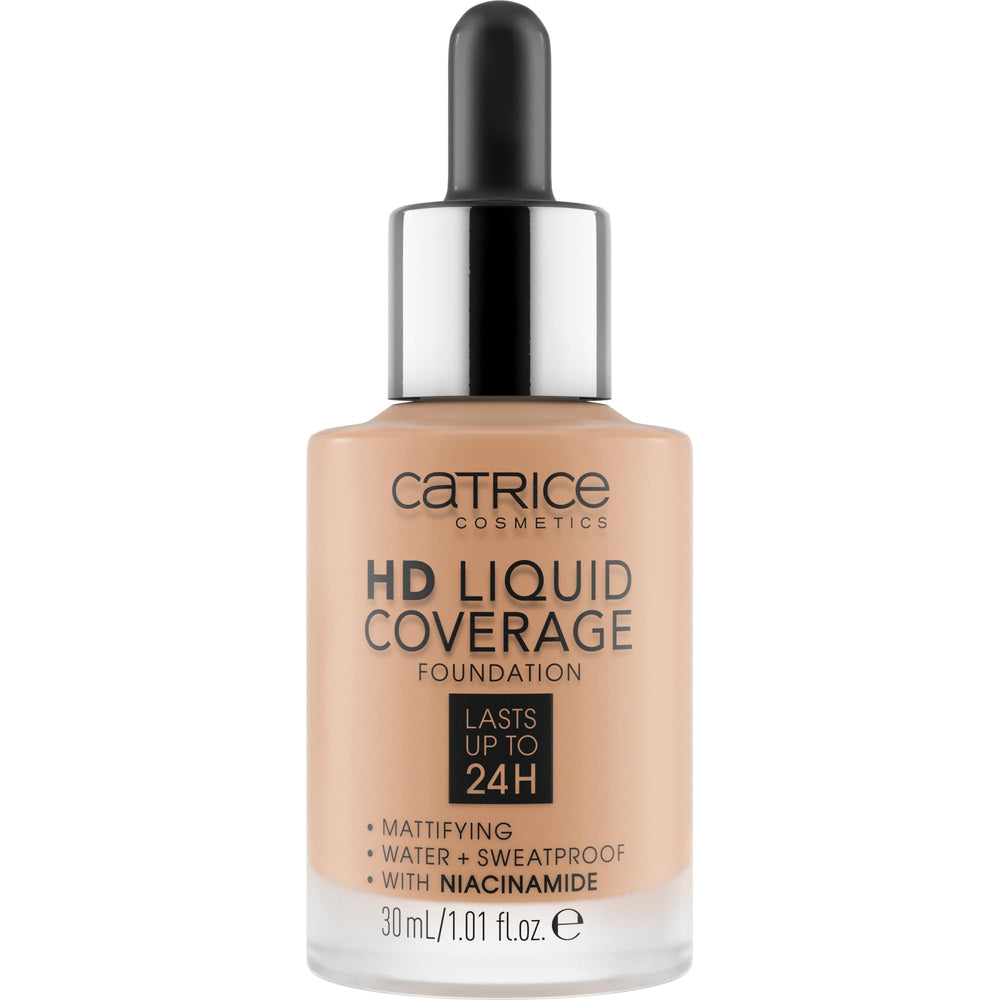Catrice HD Liquid Coverage teinte beige chaud 040 pour un teint homogène.