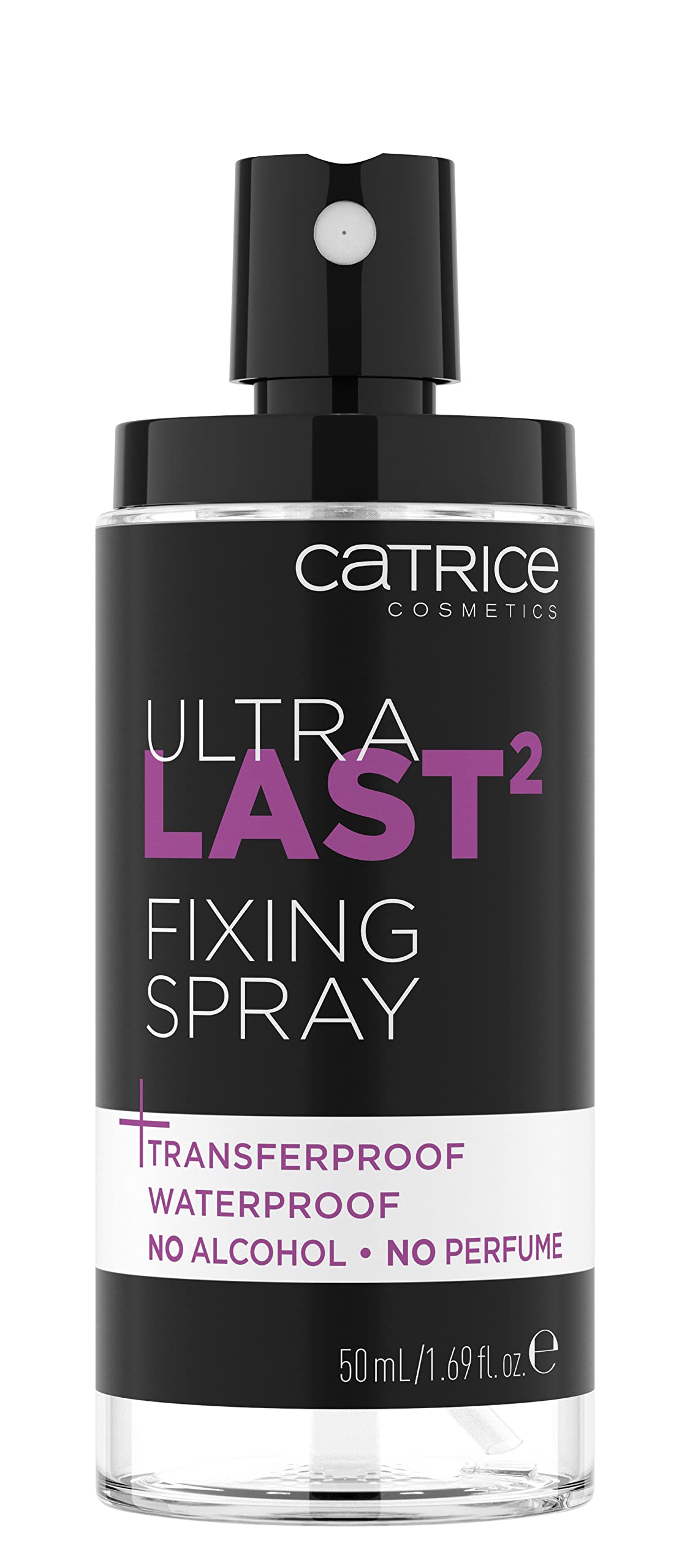 Catrice Ultra Last2 Fixing Spray, brume fine pour une application légère.