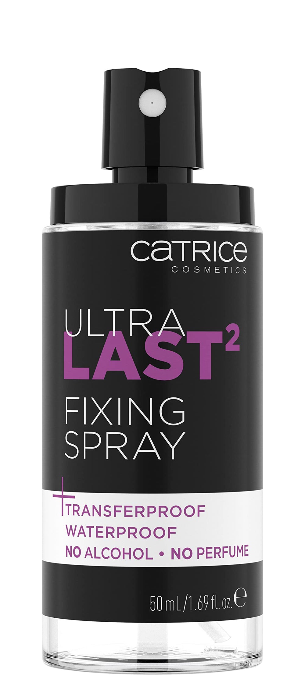 Catrice Ultra Last2 Fixing Spray, brume fine pour une application légère.