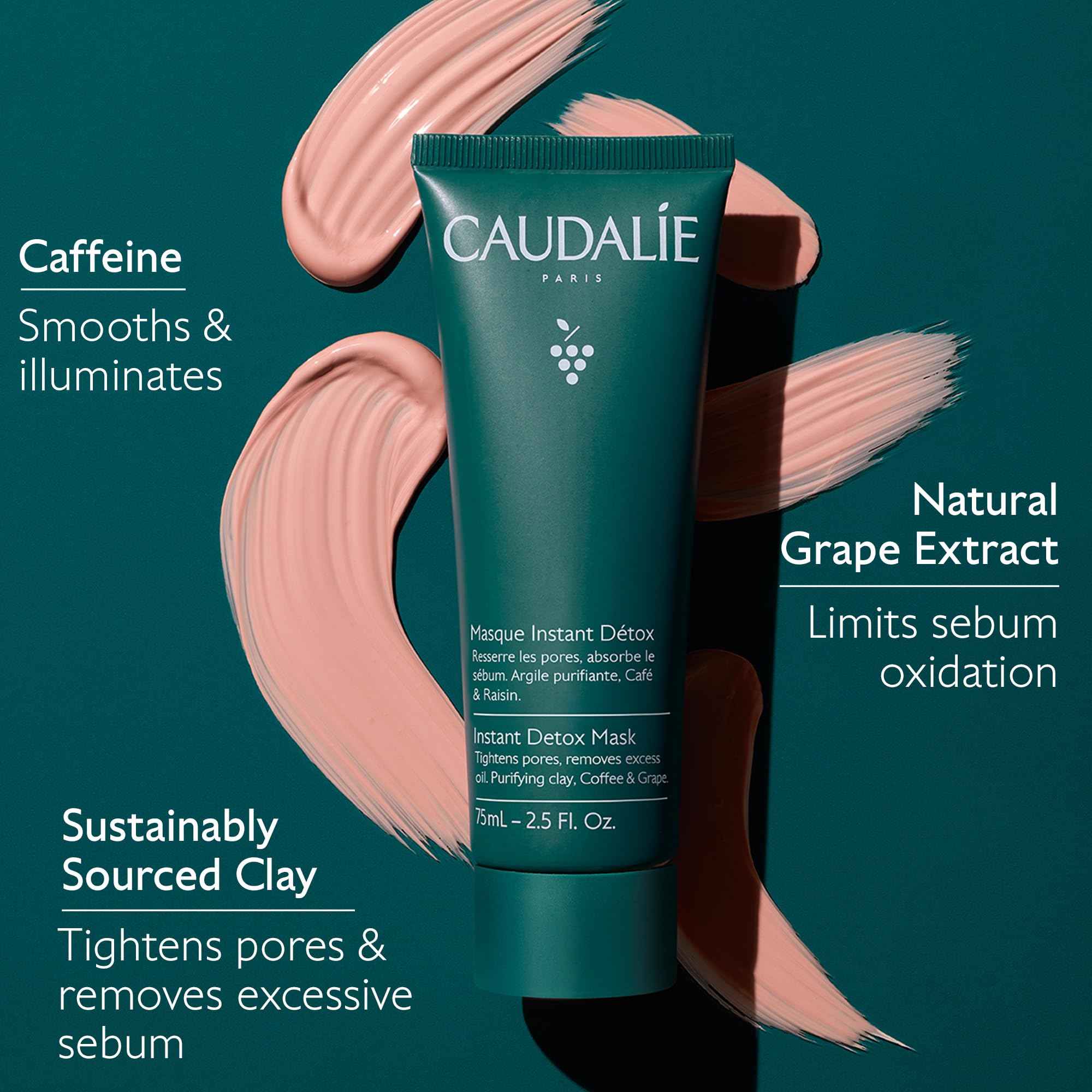Caféine naturelle du masque Caudalie apporte fraîcheur lors de l’application