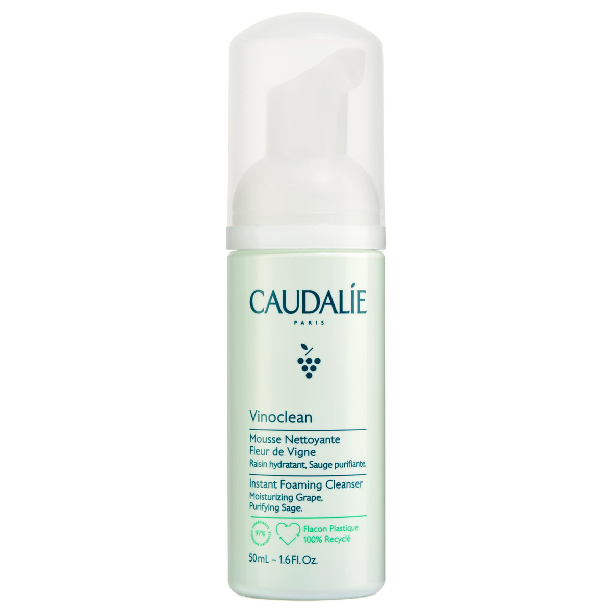 Caudalie Vinoclean, bouteille avant utilisation, action douce pour nettoyer sans agresser.