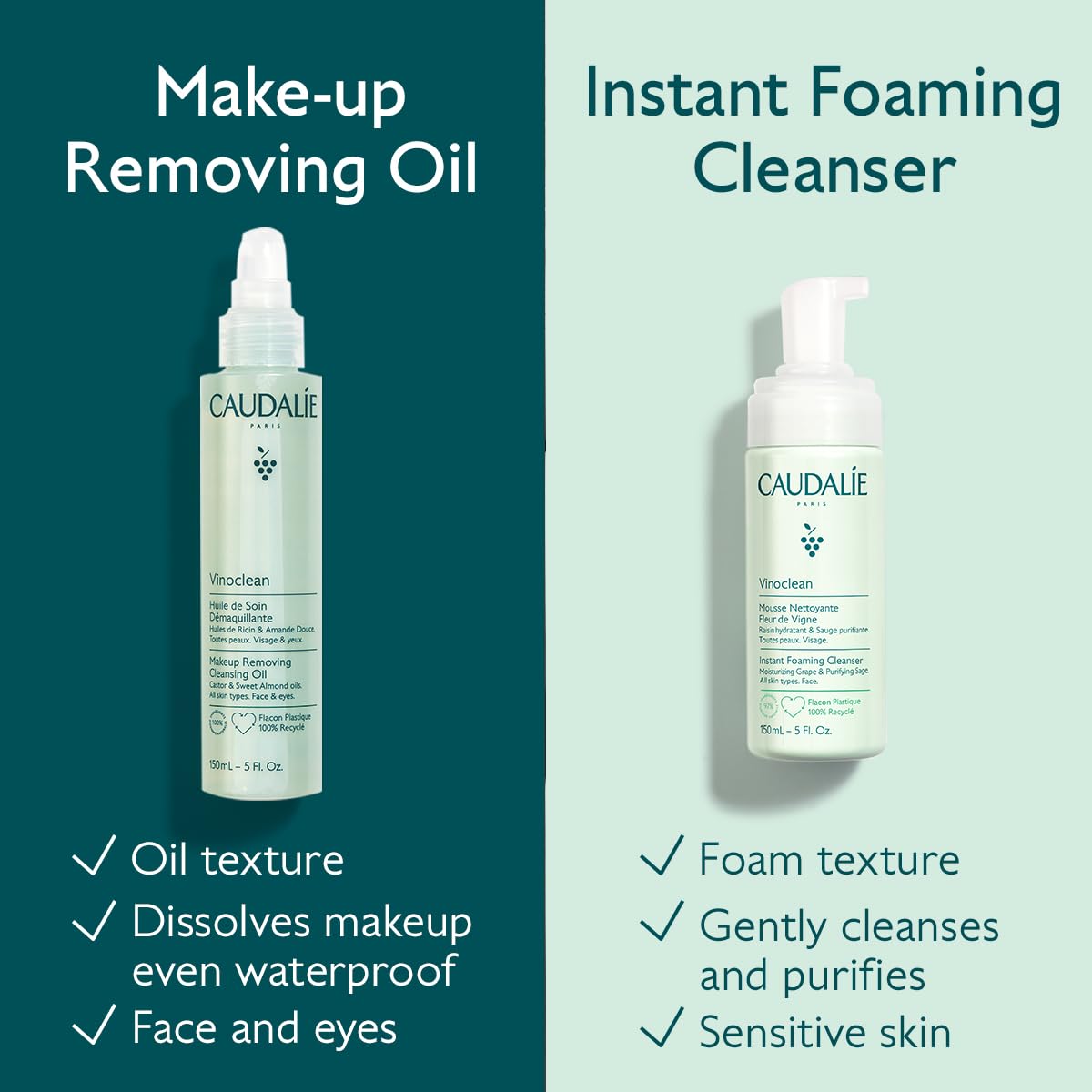 Caudalie Vinoclean, extrait de sauge purifiant, tonifie et clarifie les pores.