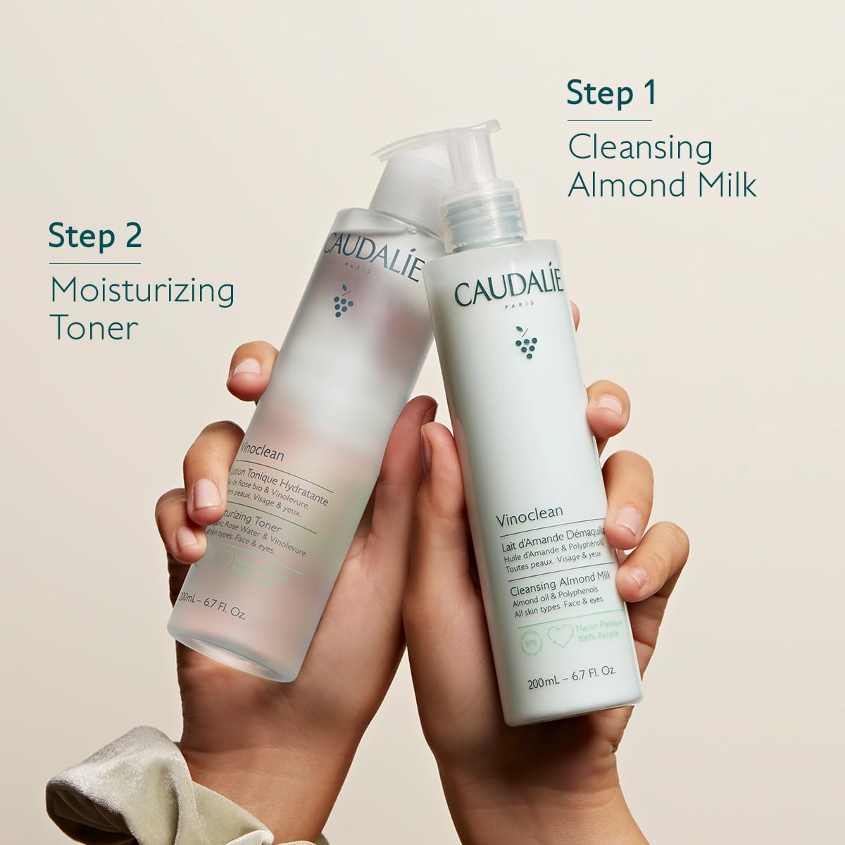 Caudalie Vinoclean Lait Nettoyant Doux, polyphénols de raisin pour protection légère.