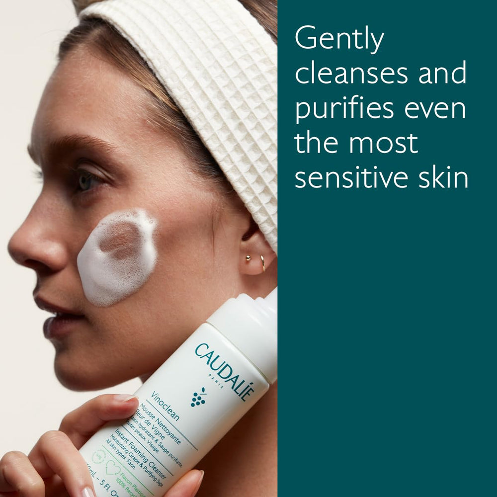 Caudalie Vinoclean, mousse douce, douceur veloutée qui purifie sans dessécher.