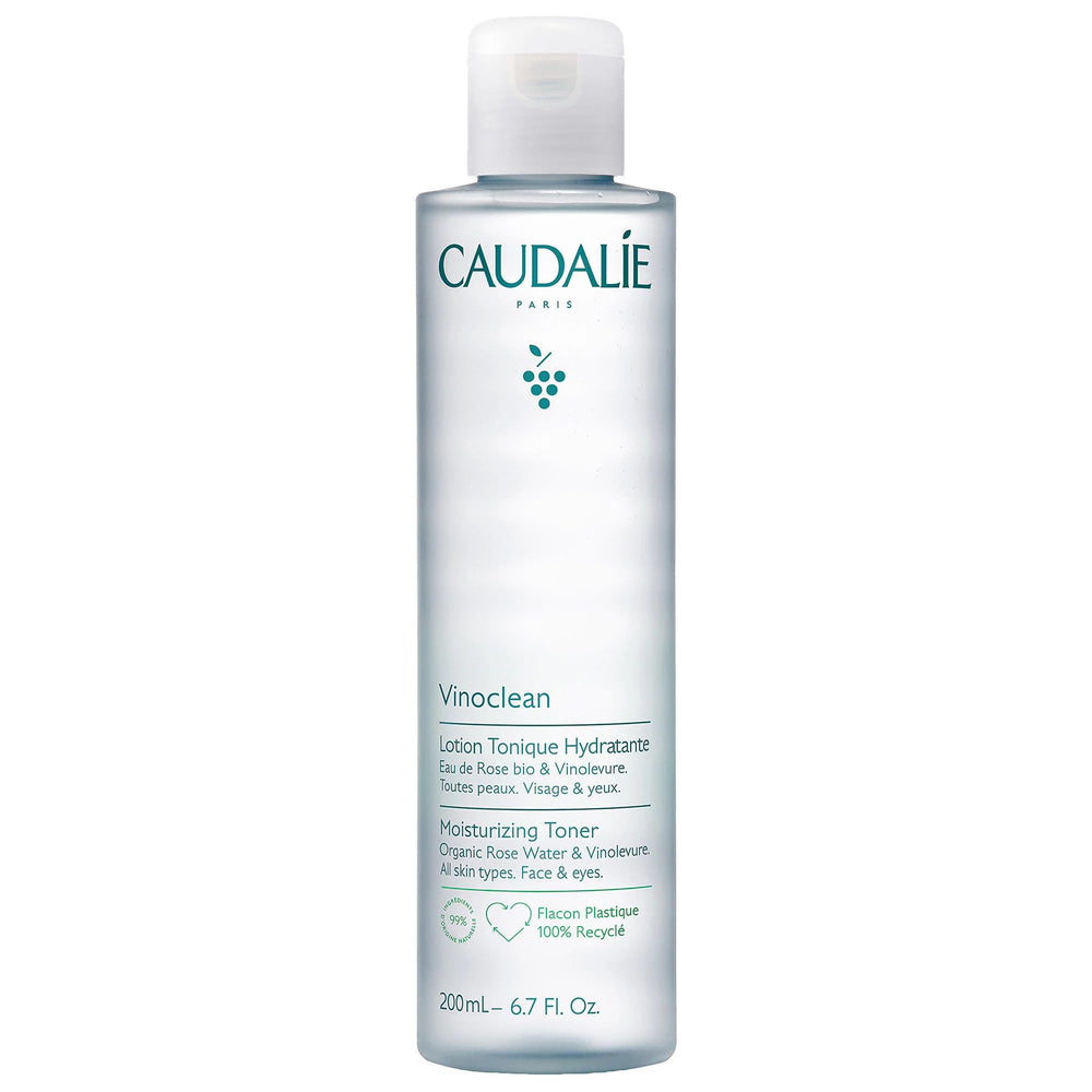 Caudalie Vinoclean tonique hydratant, bouteille élégante prête pour la routine.