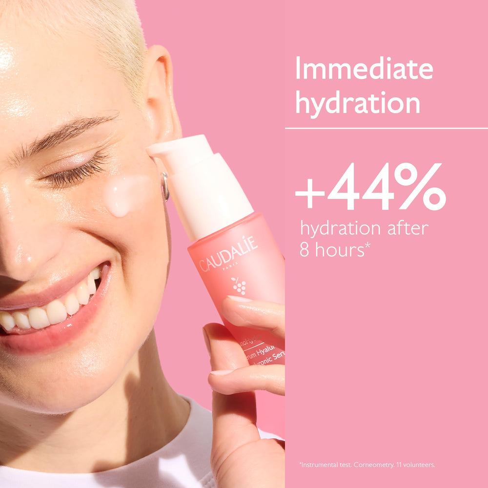 Caudalie VinoHydra Sérum application-matin-soir: routine visage simplifiée.