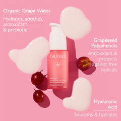 Caudalie VinoHydra Sérum ingrédients: eau de raisin et hyaluronique pour hydrater.