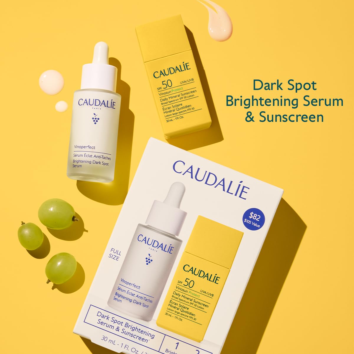Caudalie Vinoperfect; application matin et soir sur visage et cou.