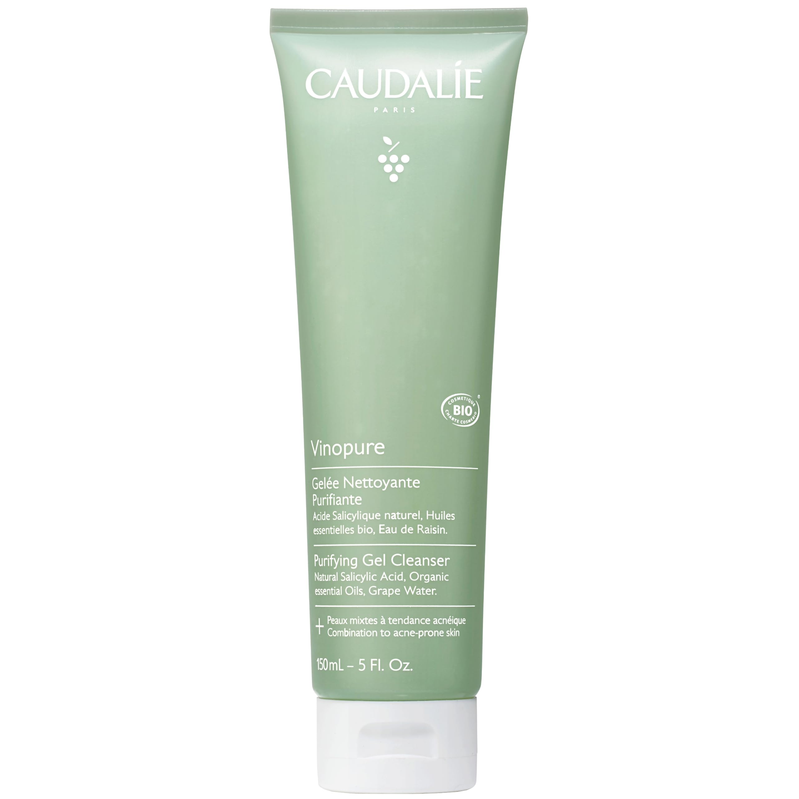 Caudalie Vinopure : bouteille 150 ml avec pompe pour nettoyage en douceur