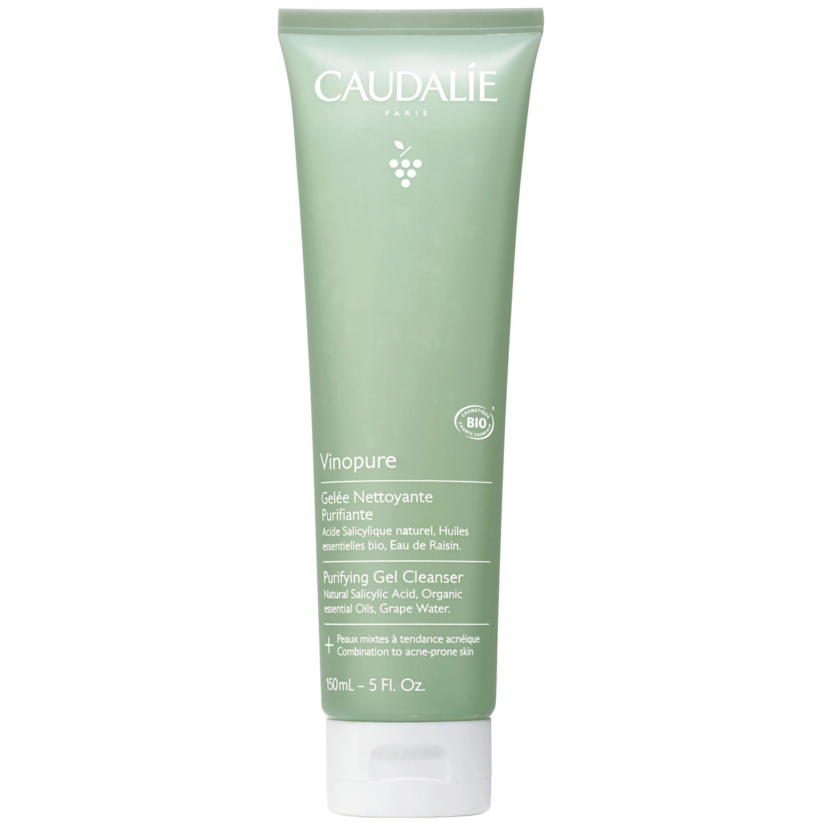 Caudalie Vinopure : bouteille 150 ml avec pompe pour nettoyage en douceur