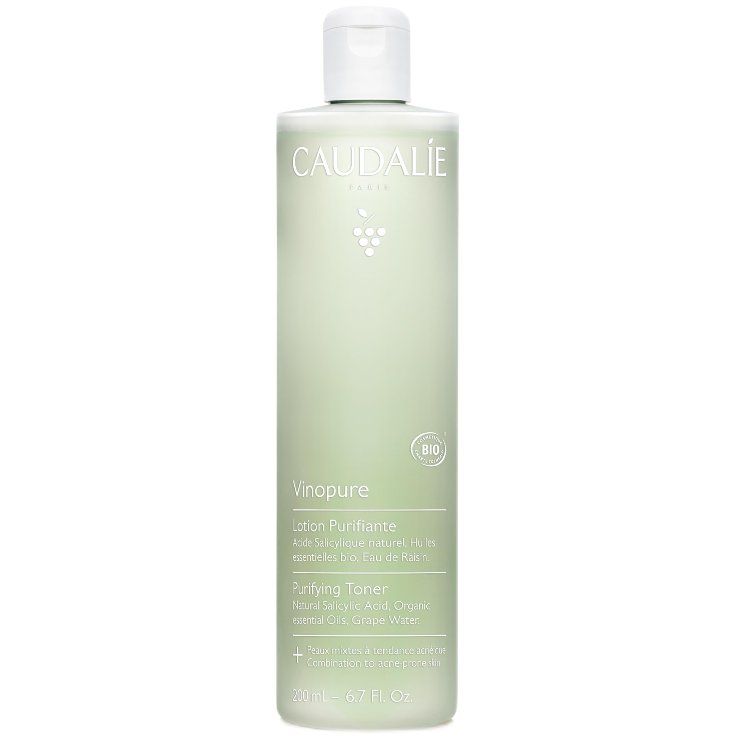 Caudalie Vinopure tonique pore : la bouteille purifiante pour un teint plus net et mat.
