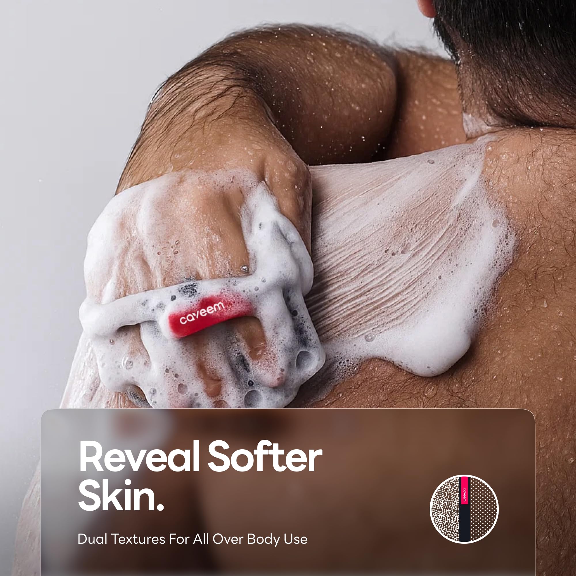 Éponge exfoliante Caveem pour le corps, nettoyage en profondeur.