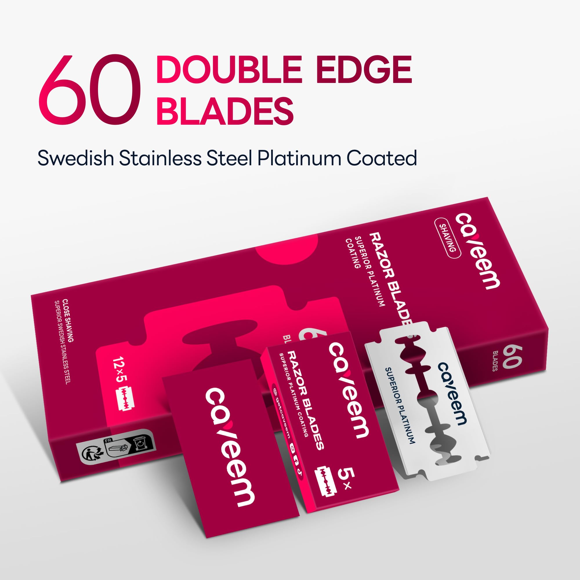 Recharge Caveem double-tranchant, recharges 5 lames par boîte pour voyages.
