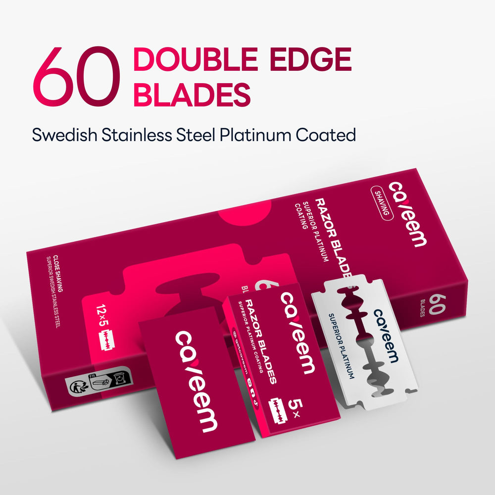 Recharge Caveem double-tranchant, recharges 5 lames par boîte pour voyages.