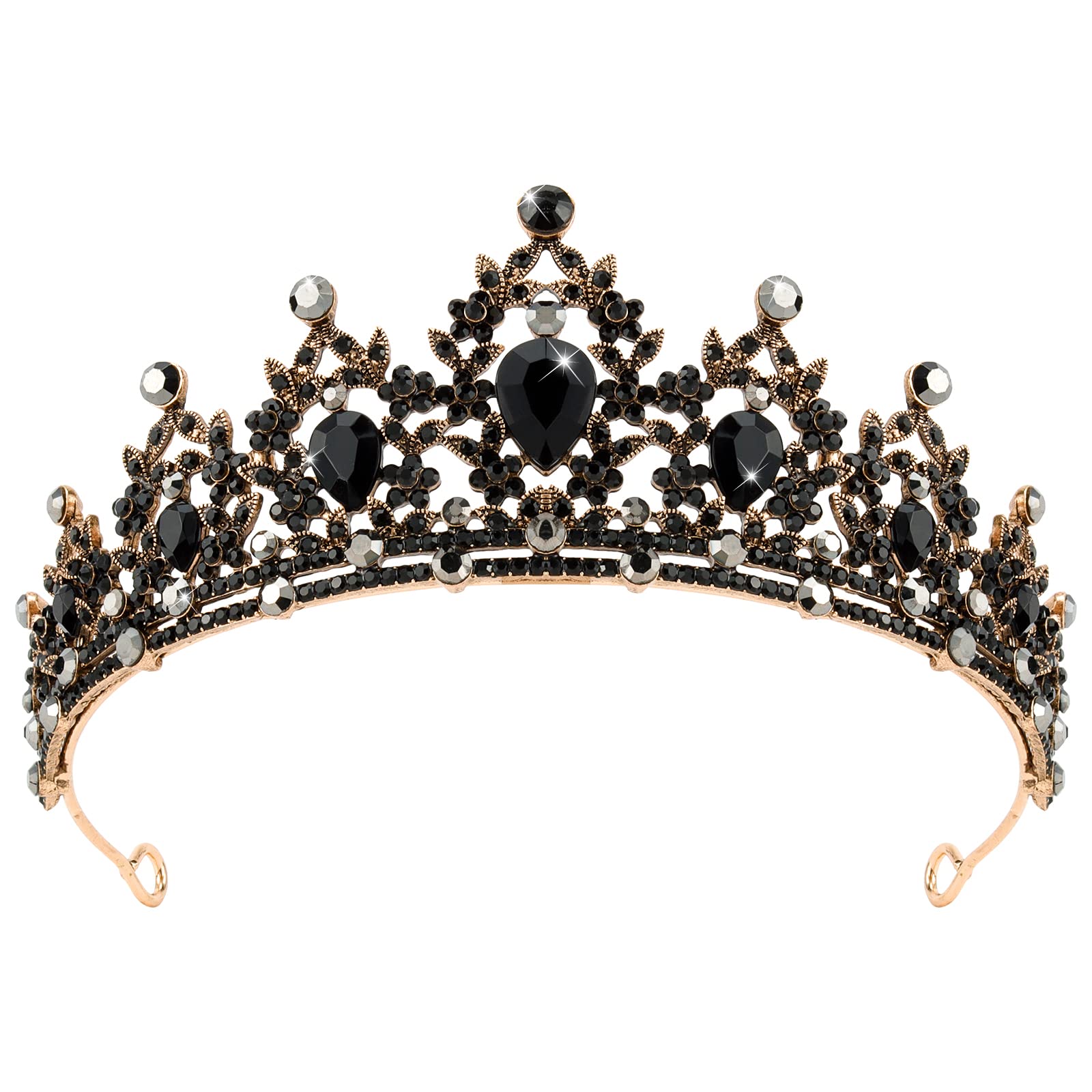 Couronne gothique noire CAVETEE avec strass pour un look baroque élégant