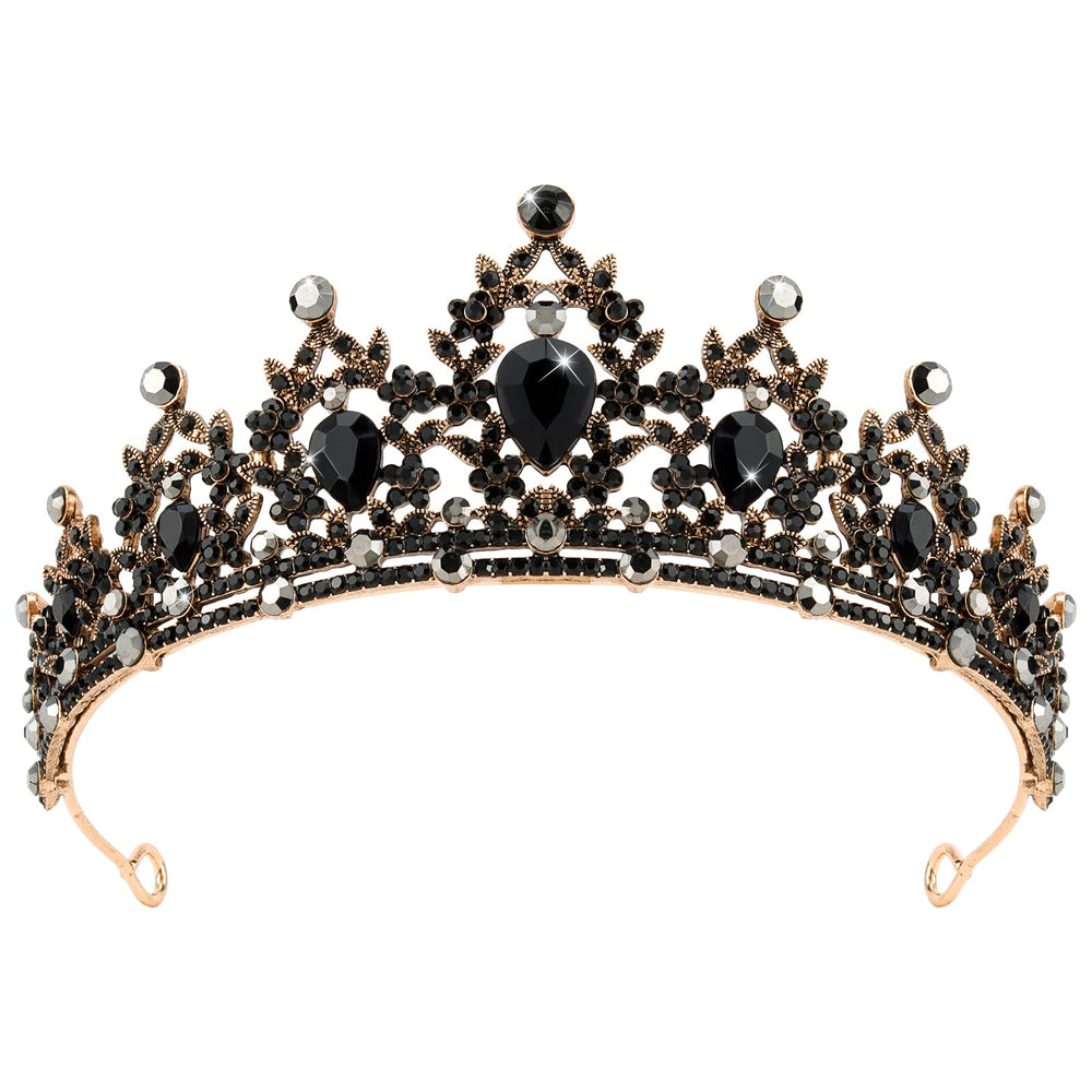 Couronne gothique noire CAVETEE avec strass pour un look baroque élégant