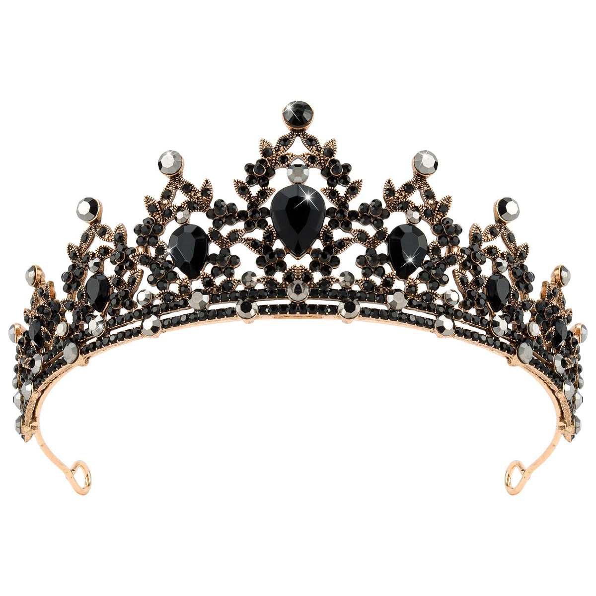 Couronne gothique noire CAVETEE avec strass pour un look baroque élégant